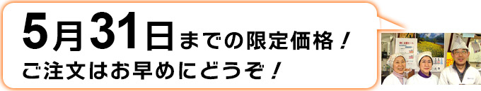 5月31日までの限定価格!ご注文はお早目に